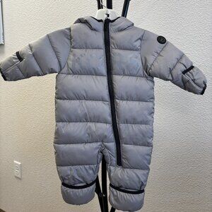 ❄️ Michael Kors Baby Hooded Puffer Snowsuit | Gray & Black | 0–6 Months